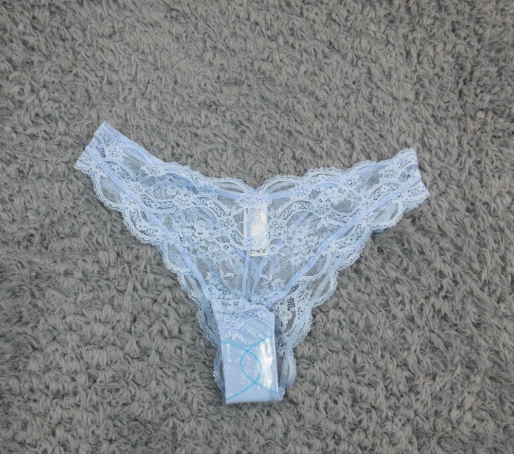 ASOS Design Lace Thong Womens US 8 UK 12 Blue Sheer Floral Stretch Panty NWOT
